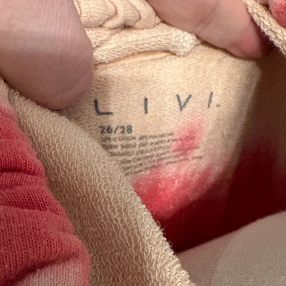 Livi Active size 26/28 Pink and Cream Tie-Dye Short Sleeve Hoodie Top - Picture 2 of 4